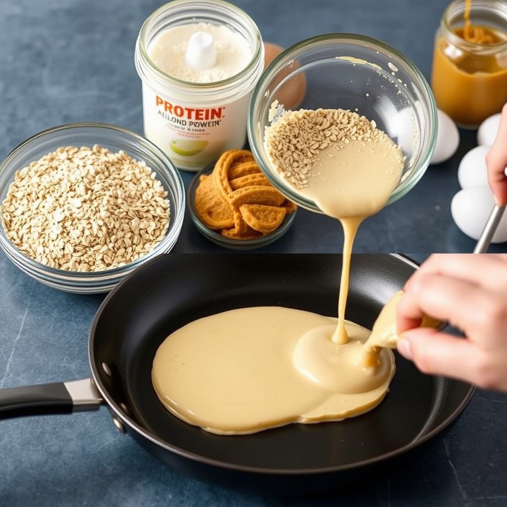 Tortitas de avena con proteína y mantequilla de almendra